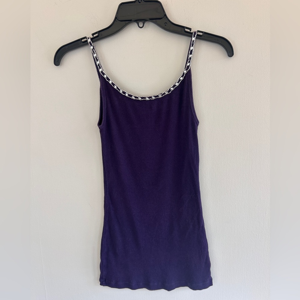Y2K EXPRESS Jewel Tone Scoop Neck Beaded Trim Cami Top Whimsigoth Indie Size S - Picture 7 of 10